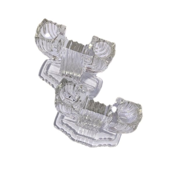 Vintage 1940s Art Deco Anchor Hocking Queen Mary Glass Candle Holders Set of 2 - Picture 3 of 7